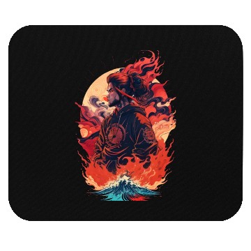 Discover Samurai Boy in Flames Mouse Pads