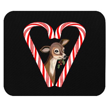Discover Baby Deer Peeking from Candy Cane Heart Mouse Pads