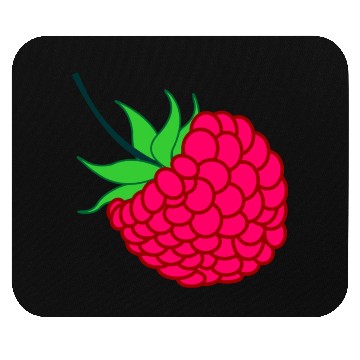 Discover Raspberry red with green leaves Mouse Pads