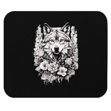 Discover flowered wolf Mouse Pads