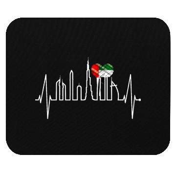 Discover Dubai Skyline Heartbeat Burj Khalifa Love UAE Flag Mouse Pads