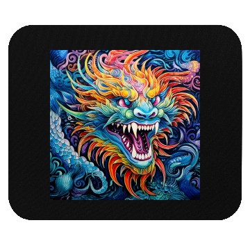 Discover dragon pattern circle pentel color 7 Mouse Pads