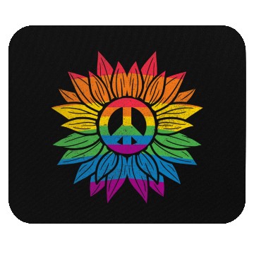 Discover Rainbow Sunflower Love Is Love LGBT Gay Lesbian Mouse Pads