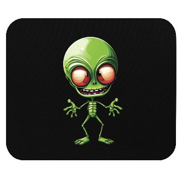 Discover Green Alien: Giant Head from Outer Space Mouse Pads