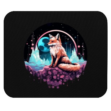 Discover Celestial moon flower fox sitting tall Mouse Pads
