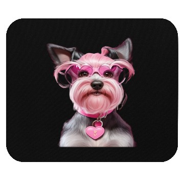 Discover Schnauzer Wearing Pink Locking Heart Mouse Pads