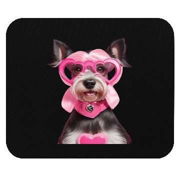 Discover Schnauzer wearing Pink & Silver Heart Mouse Pads