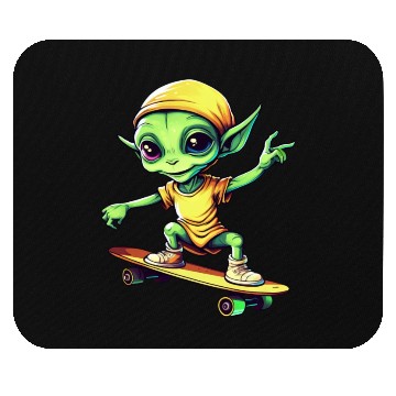 Discover Green Alien Skateboarder: Intergalactic Moves Mouse Pads