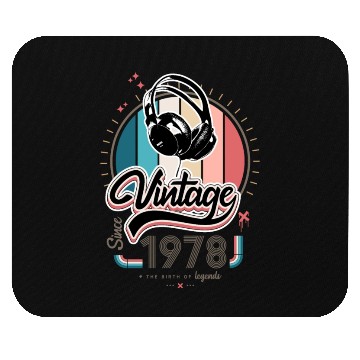 Discover Vintage since 1978 headphones Mouse Pads
