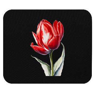 Discover a red tulip flower Watercolor Mouse Pads