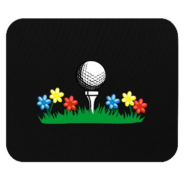 Discover Golf ball on grass field with flowers Mouse Pads