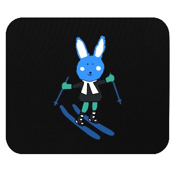 Discover blue rabbit skiing Mouse Pads