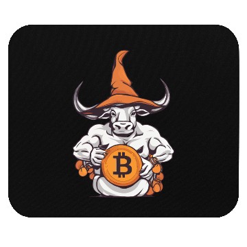 Discover Halloween Bitcoin Wizard Bull Mouse Pads