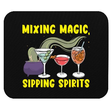 Discover Mixing Magic Sipping Spirits Bartender Halloween Mouse Pads