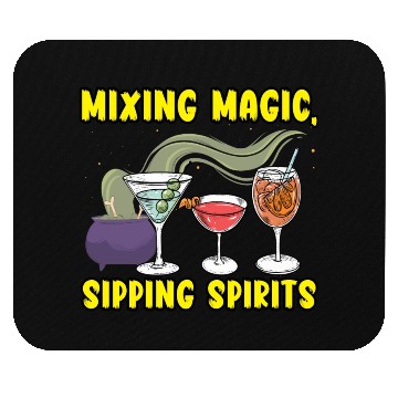 Discover Mixing Magic Sipping Spirits Bartender Halloween Mouse Pads