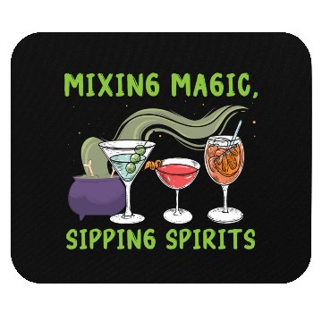 Discover Mixing Magic Sipping Spirits Bartender Halloween Mouse Pads