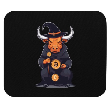 Discover Halloween Bitcoin Wizard Bull Mouse Pads