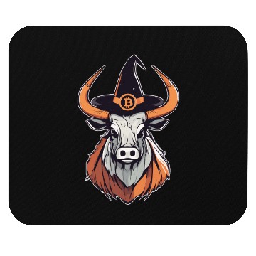 Discover Halloween Bitcoin Wizard Bull Mouse Pads