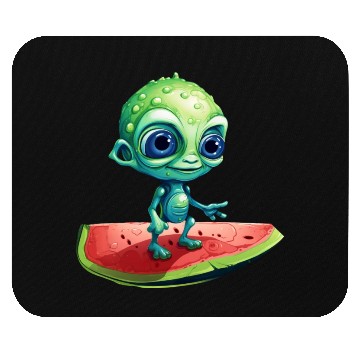 Discover Green Alien Meets Watermelon: Exotic Encounter Mouse Pads
