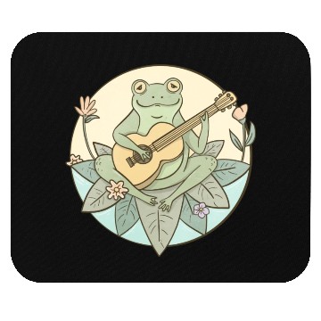 Discover Cottagecore Aesthetic Frog Playing Guitar Mouse Pads