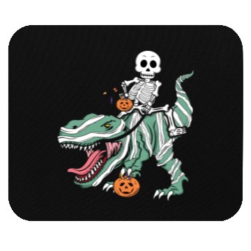 Discover Skeleton Dinosaur Funny Lazy Creepy Halloween Mouse Pads