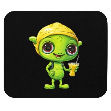 Discover Refreshing Alien Lemonade: Green & Yellow Blend Mouse Pads