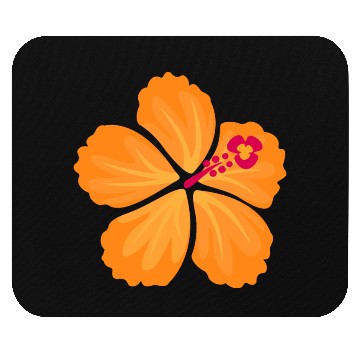 Discover Orange Hand Drawn Hibiscus Flower Mouse Pads