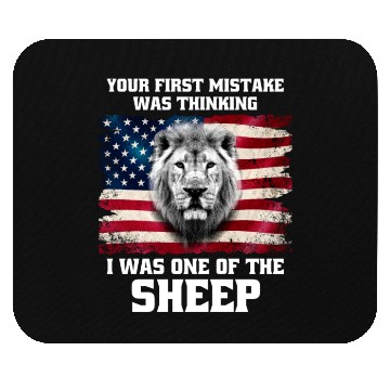 Discover American flag and lion Mouse Pads