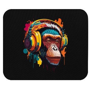 Discover Chimpanzee Wearing Headphone Mouse Pads