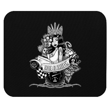 Discover Pin up, Hot rod and Speedometer, black and white Mouse Pads