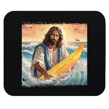 Discover Surfing Jesus Mouse Pads