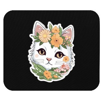 Discover Cat and Flowers Mouse Pads