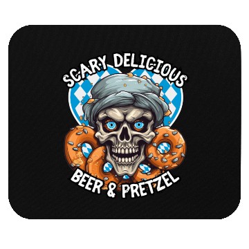 Discover Skull beer and pretzel - Scary delicious Mouse Pads