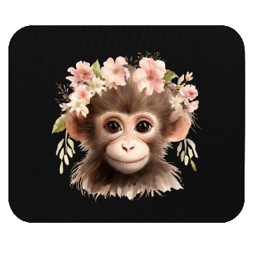 Discover Monkey Chimpanzee Jungle Animal Boho Floral Ape Mouse Pads