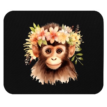 Discover Monkey Chimpanzee Jungle Animal Boho Floral Ape Mouse Pads