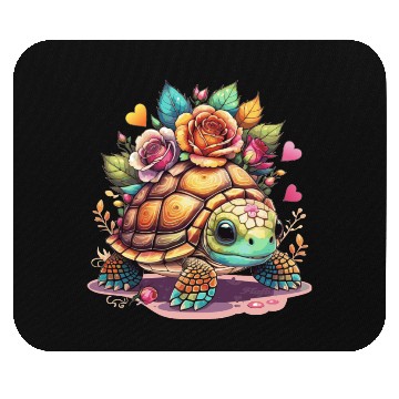 Discover Sweet Turtle among the roses Mouse Pads