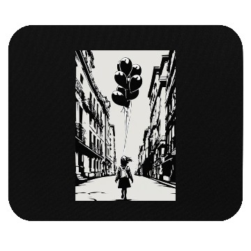 Discover Girl Chasing Balloons Artwork Mouse Pads