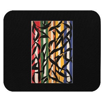 Discover Striped Abstract Painting with Leaves Mouse Pads