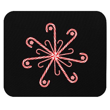 Discover Peppermint Candy Cane Snowflake Mouse Pads