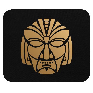 Discover Aztec & Mayan Mask Logo: Minimalist Design Mouse Pads