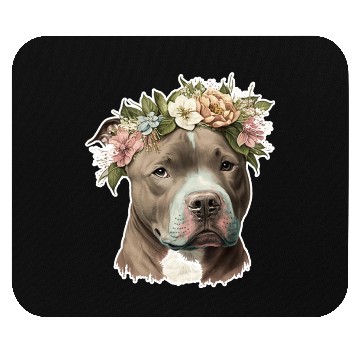 Discover pit bull with flower crown Mouse Pads