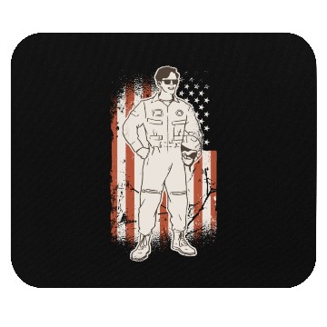 Discover pilot with usa flag Mouse Pads