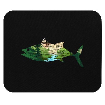 Discover Fishing nature trees mountains fishing gift fish Mouse Pads
