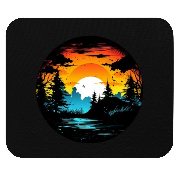 Discover Riverside Twilight in the Forest Mouse Pads