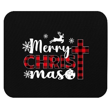 Discover Merry Christmas Cross Plaid Xmas Christian Mouse Pads