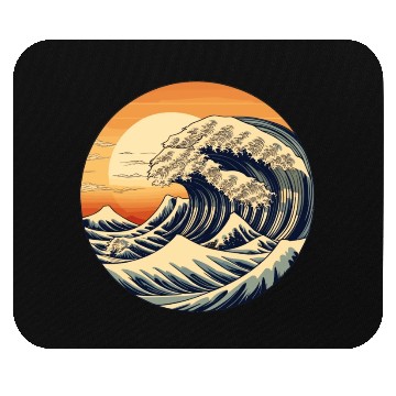 Discover Retro Great Ocean Waves Mouse Pads