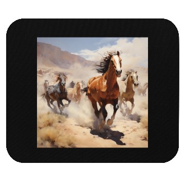 Discover wild horses running in the desert Mouse Pads