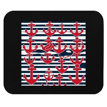 Discover classic nautical horizontal white and navy blue Mouse Pads