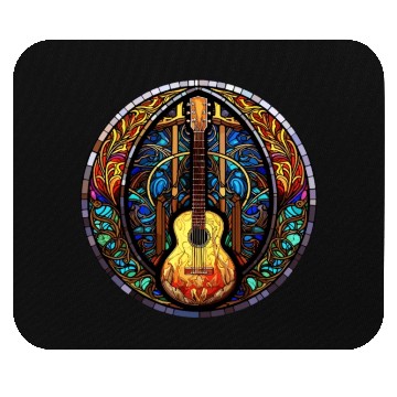 Discover Stained Glass Art - Funny Holy Guitar Design Mouse Pads