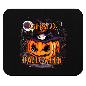 Discover Cursed Halloween scary pumpkin with hat Mouse Pads